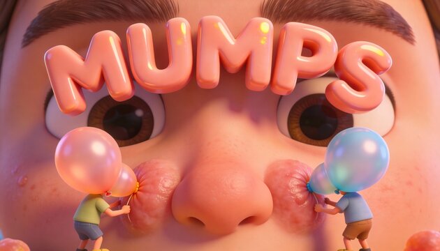 Educational 3D Illustration Explaining mumps