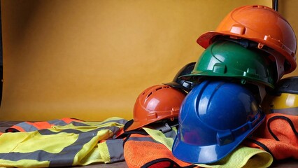 Naklejka premium High-Visibility Safety Helmets and Vests
