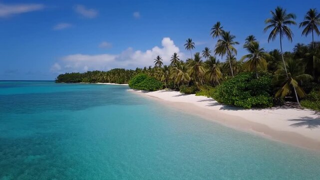 Tropical Paradise Beach with Turquoise Water and Palm Trees Stock Video Footage