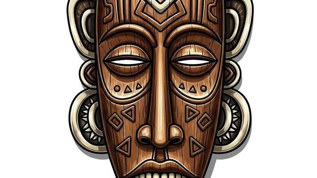 Tribal Wooden Mask African Culture Ancient Ritual Symbol