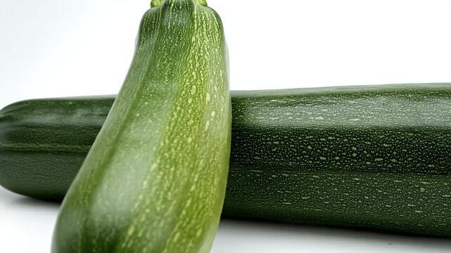 Two Green Zucchini Vegetables Studio Shot Isolated on White Background