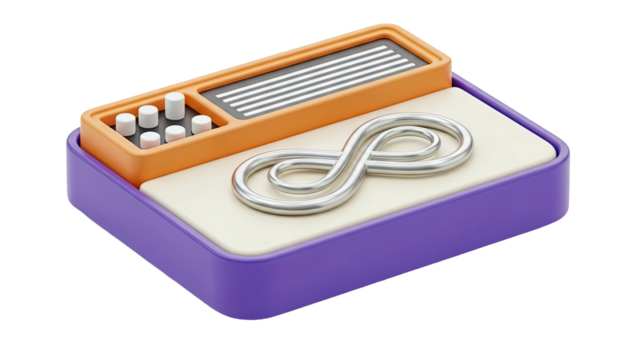 3D Icon: Music Notifier with Play Buttons and Treble Clef - Powered by Adobe