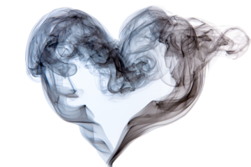 Ethereal smoke heart shape on black background