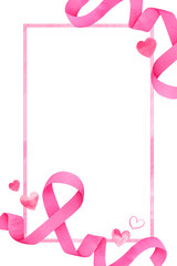 Pink ribbon png frame, cute illustration, transparent background