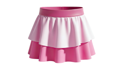 Pink Tiered Ruffle Skirt with Faux Leather Waistband