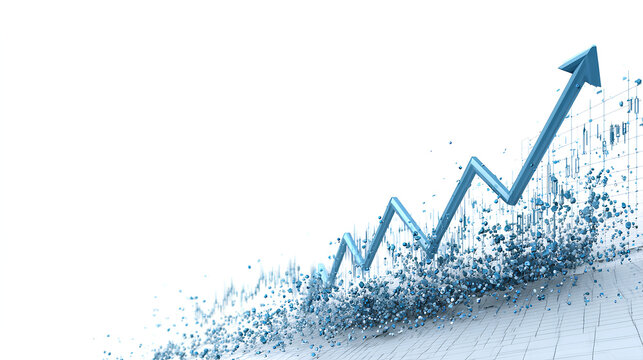 Stock market investment trading graph growth and arrow up trade business analytics graph and financial chart white background - Powered by Adobe