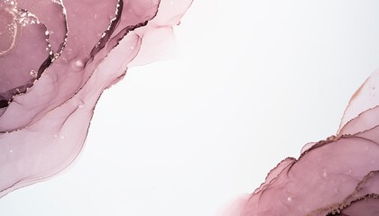 Obraz premium Dusty Rose Alcohol Ink Frame on White Background with Central Copy Space