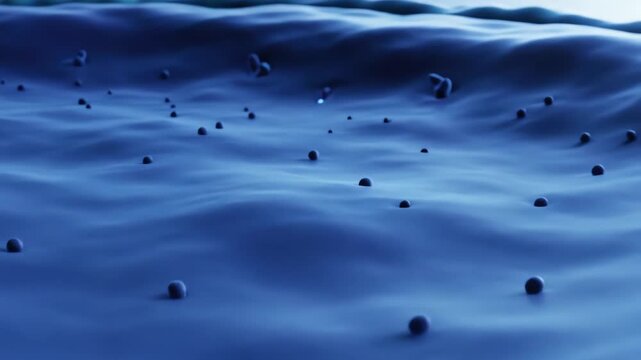 In high blood sugar conditions, receptor sites on the cell membrane glow brightly as they receive abundant glucose uptake signals. In low blood sugar, receptor glow remains faint, with fewer signaling