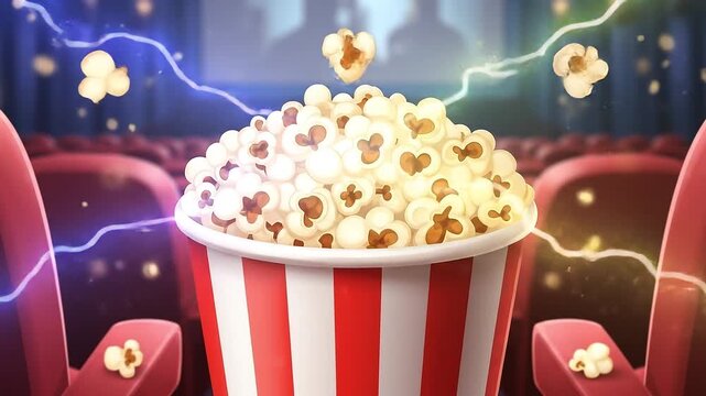 Popcorn Bucket in a Movie Theater Cinematic Experience Illustration