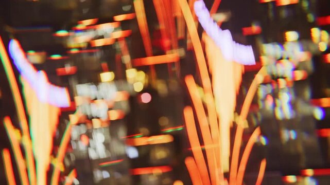 blurred lights trails in the casino city of macau