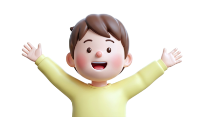 Joyful 3D boy with arms wide open