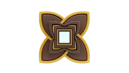 Interlocking Abstract Geometric Shape with Brown and Gold Tones