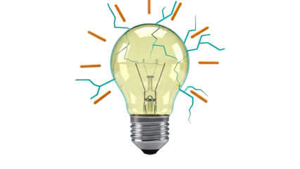 Cracked light bulb with electrical sparks