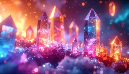 Vibrant Crystal Towers in a Fantastical Landscape.