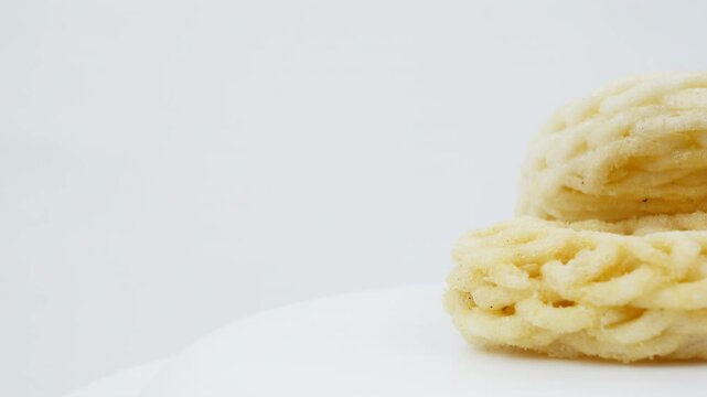 Traditional Asian Crackers with Copy Space on White Background