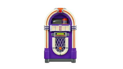 Retro Purple Jukebox with Cream and Orange Accents