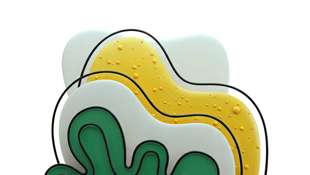 Abstract Organic Forms with Bubbles and Black Lines - Powered by Adobe