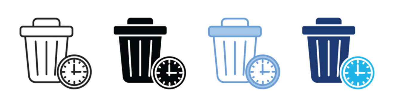 Waste of time icon set multiple style collection