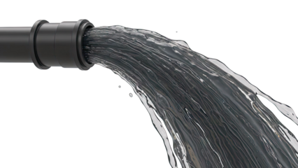 Dark liquid flowing from a pipe