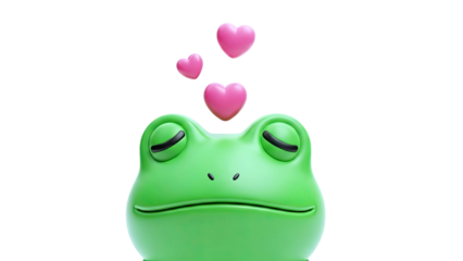 Green Frog with Pink Hearts
