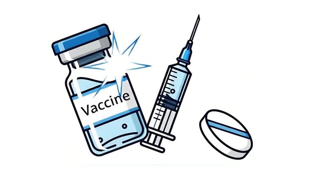 Vaccine Vial Syringe And Pill Healthcare Medical Illustration