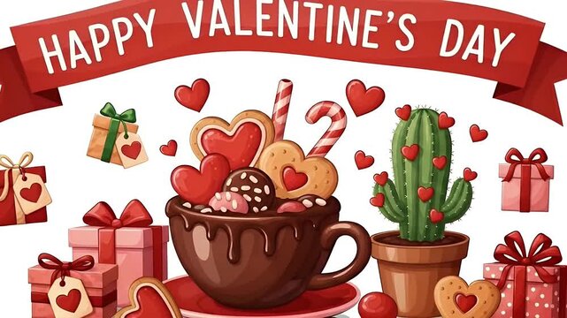 Valentine's Day Treats and Gifts Chocolate Cup Cactus Cookies Presents Festive Celebration