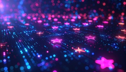 Obraz premium Abstract Futuristic Background with Glowing Stars and Dots