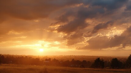 Obraz premium Sunset and Sunrise Landscapes: Stunning sunset and sunrise landscapes with soft golden light and dramatic skies, isolated on a white background
