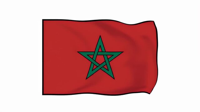 Waving Morocco Flag Red Green Pentagram National Symbol Motion Background Loop