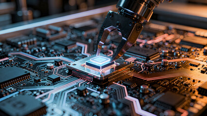 Robotic arm assembling electronic components