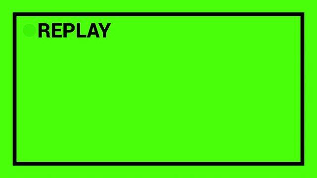 Video camera replay screen animation overlay on a transparent background, Simple replay sign animation. Alpha channel 4K video.
