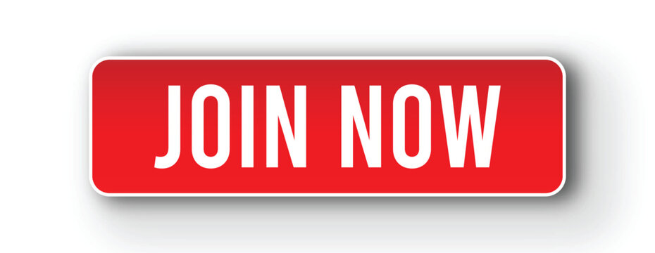 Join Now Red Call to Action Button with White Text, Modern Signup and Membership Promotion Badge, Vector