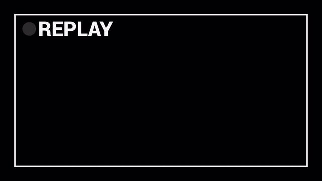 Video camera replay screen animation overlay on a transparent background, Simple replay sign animation. Alpha channel 4K video.
