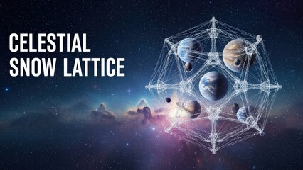 Stunning celestial lattice with planets in space
