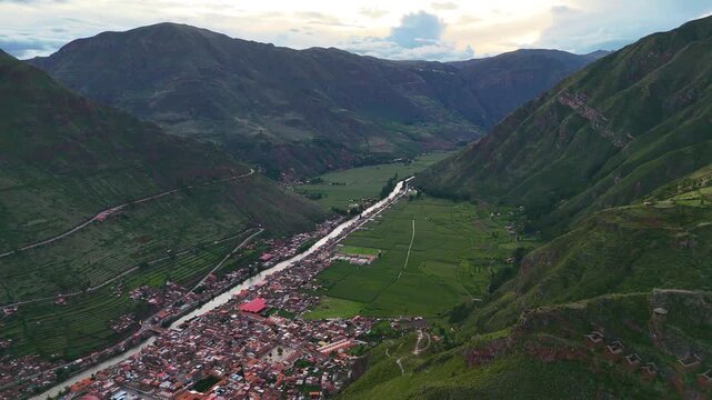 Aerial Drone View of the Sacred Valley of the Incas