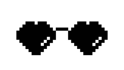 Fototapeta premium Retro pixel art sunglasses icon representing cool style, digital vision, privacy, and a classic fashion accessory concept with a modern minimalist aesthetic