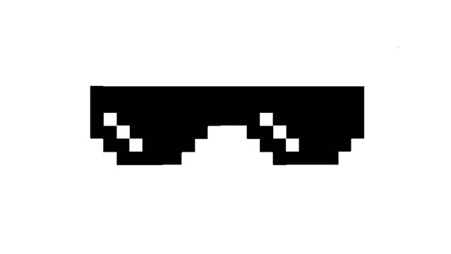Pixelated Retro Style Sunglasses Illustration for Digital Media and Internet Culture Concepts, Symbolizing Coolness or an Unbothered Attitude