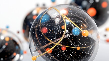 A detailed and colorful orrery model of the solar system, showing planets with accurate orbits.