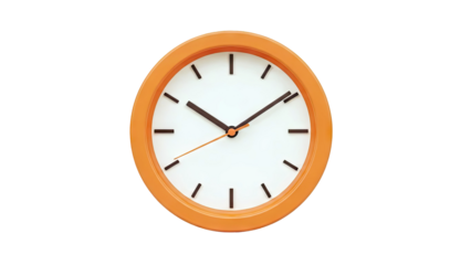 Orange Wall Clock with White Face and Dark Hands