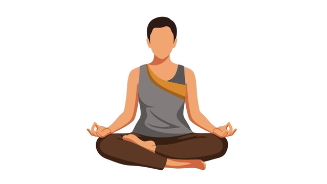 Meditation and Self Reflection Bali Nyepi Flat Vector Illustration