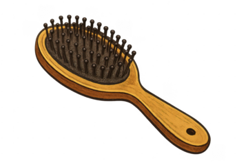 Hairbrush for hair care and styling on transparent background