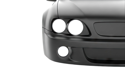 Black Sports Car Front End Close-up