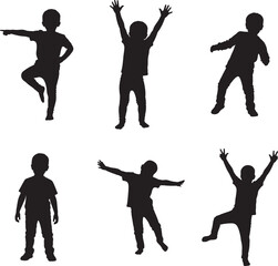 Obraz premium Kids Making Funny Poses Playful Silhouette Collection