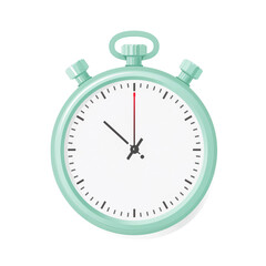 Mint green stopwatch illustration with a handle isolated on transparent background