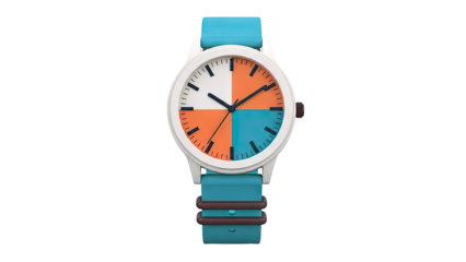 Modern Geometric Watch with Teal and Orange Face
