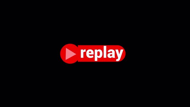 Video camera replay screen animation overlay on a transparent background, Simple replay sign animation. Alpha channel 4K video.
