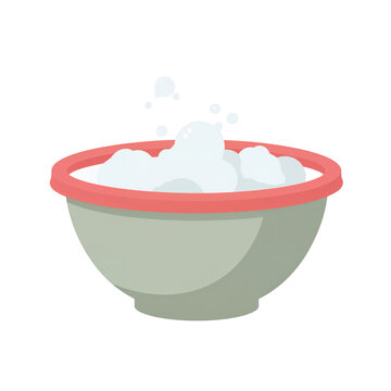 Bowl filled with soapy bubbles and foam illustration on transparent background
