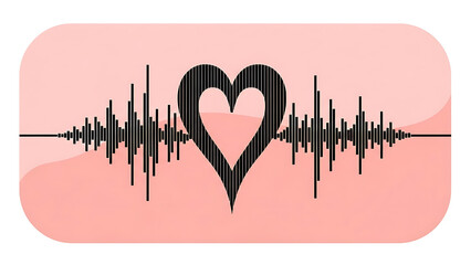 Heartbeat sound wave on pink background
