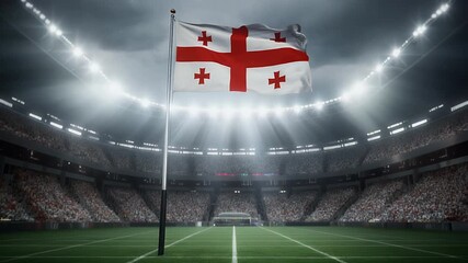 Georgia flag waving in packed stadium during sports event