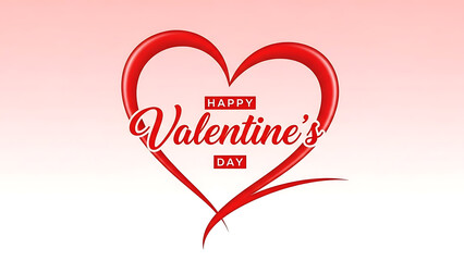 Happy valentines day red heart on white background